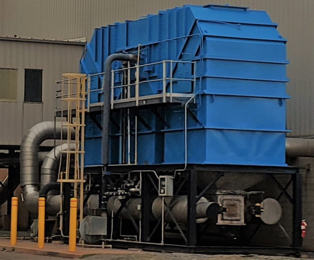 Skid-mounted regenerative thermal oxidizer with ceramic media beds and ducted process inlet